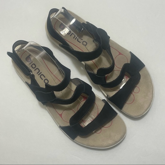 Bionica Shoes - Bionica black suede flat sandals size 10 M